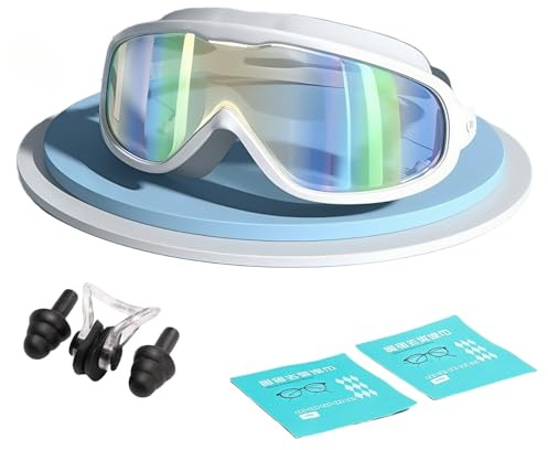 HSTWODE 1 maschera da nuoto anti-appannamento con visione da -1,5 a -8,0, occhiali da nuoto anti appannamento, protezione UV per adulti, polarizzati, adatto per uomini e donne (bianco, -2,5)