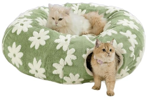 ERNAN Tubo Plegable Mascotas,Túnel para Gatos con 2 Formas,Cama para Túnel para Mascota, Conejos, Gatos y Perros, Interiores y Exteriores (Green)