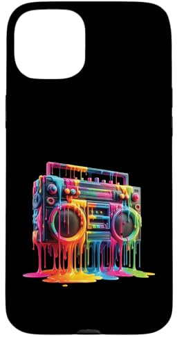 Boombox Old School 80S Peinture goutte à goutte Hip Hop Street Style Coque pour iPhone 15 Plus
