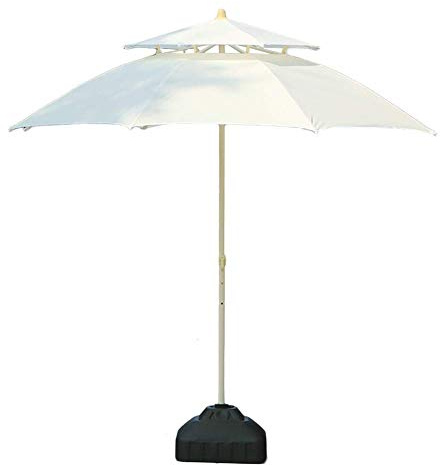 Parasoli da 9 'Spiaggia/Piscina/Giardino/Ombrello Doppio, Acqua Resistente all'Acqua/Resistente ai Raggi UV Ombrello da Tavolo da Esterno (Colore: Bianco off, Dimensioni: 9 piedi/270 cm)