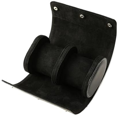 Estuche enrollable de cuero portátil for reloj, 2 unidades, organizador de almacenamiento personalizado, soporte for reloj de viaje, caja sorpresa a prueba de golpes Para Cumpleaños(Black 2 watches)