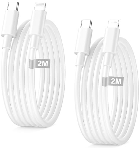 Cable USB C a Lightning 2M 2Pack, Cable iPhone Lightning USB C [Certificado MFi], cable Lightning Carga Rapida USBC iPhone Charger cabo para Apple iPhone 14/Pro Max/13/12 Mini/11/XS/X/8/6/Plus/SE/iPad