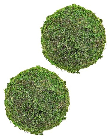 SUPVOX 2 Bolas de Musgo Sintético para Decoración de Jardín y Centros de Mesa, Esfera Verde de 10 CM Adecuado para Bodas y Eventos