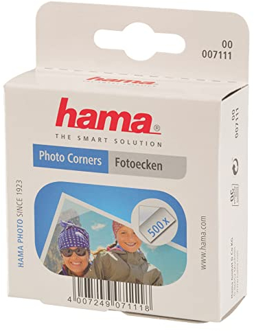 Hama Distributeurs Coins photo (500 coins autocollants, distributeur pratique, sans acide, sans solvant, papier/viscose, adapté albums, permet un archivage fiable, scrapbooking) Transparent