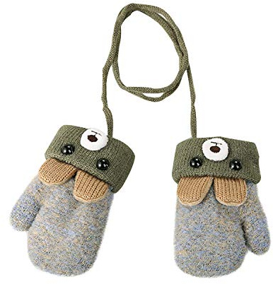 Baby Mittens Winter Warm Mitts Infant Boys Girls Full Finger Gloves Magic Snow Mittens on String Xmas New Year Gloves