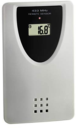 TFA Dostmann Temperatursender, 30.3210.10, Ersatzsender für TFA Funkstationen 30.3047 | 30.3048 | 60.4510 | 60.4518, mit Display, grau