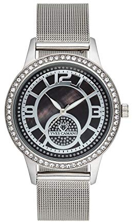 Yves Camani Rouen Armbanduhr Analog Quarz Perlmutt-Zifferblatt Edelstahl Milanaise (Milanaise - Silber)