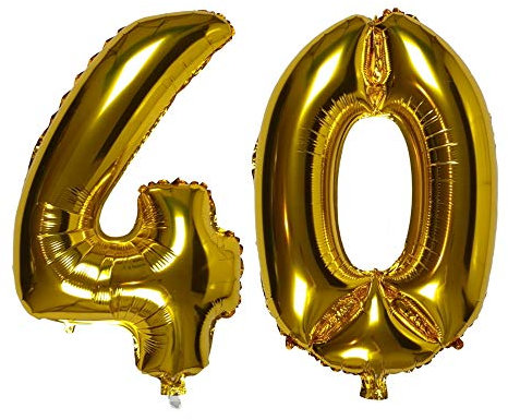 DIWULI Palloncini Numero XL, Numero 40, Palloncini Oro, Palloncini Dorati, Palloncini Numero, Pallone Gonfiabili Grande Numeri Anni, Palloncino in Foil 40° Compleanno, Decorazione, Festa
