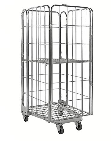 Gitterrollwagen 400 kg, stapelbar, 4 Seiten, LxBxH 850 x 720 x 1.740 mm, verzinkt