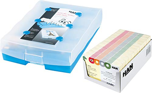 HAN Lernkartei CROCO 2-6-19 – Lernsystem für Vokabeln. Dank Kästchen schieben ins Langzeitgedächtnis, einfach genial Vokabellernen, transluzent-blau, 9988-643 (inkl. Karteikarten)