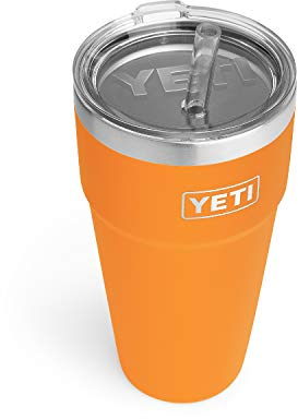 YETI Rambler Trinkhalmbecher, vakuumisoliert, Edelstahl mit Strohhalm-Deckel, Königskrabbe, 750 ml, 1 Stück (1 Stück)