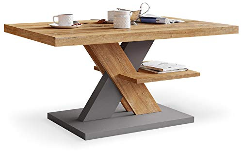 Viosimc Couchtisch, Moderner Wohnzimmertisch, Modern Möbel Wohnzimmer, Kaffeetisch, Sofatisch mit Großer Ablage, Beistelltisch für Tee und Kaffee – Coffee Table for Living Room - Retro Grau