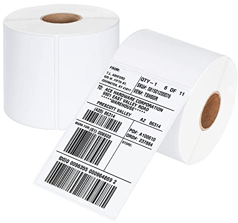 ilauke 1000 Stück Thermo Etiketten 4 × 6 Zoll 2 Rollen Thermoetiketten Versandetiketten 100 x 150mm für Versandetiketten, kompatibel mit den meisten Desktop-Thermoetikettendruckern