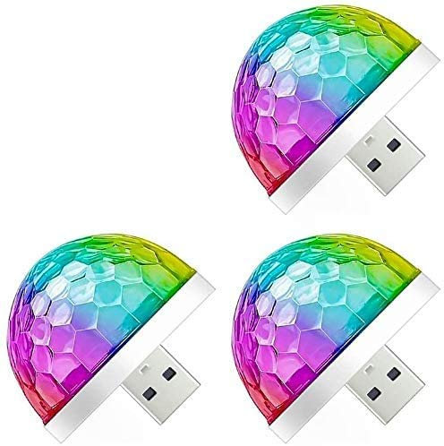 GIVBRO Mini Luce USB Mini Disco Palla Luce RGB Magica Strobe Stage Light per Auto Natale Compleanno Club Decorazione Applicare 3 Pz