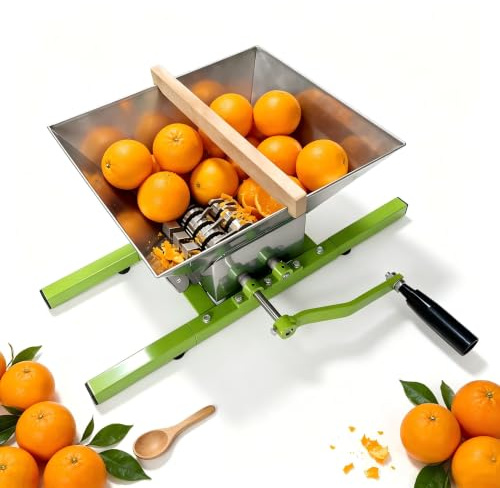 YRHome 7L Edelstahl Obstmühle Obstzerkleinerer Traubenmühle Zerkleinerer Maischemühle Beerenmühle Obst Schredder mit Handkurbel Mühle Obstpresse für Apfelwein