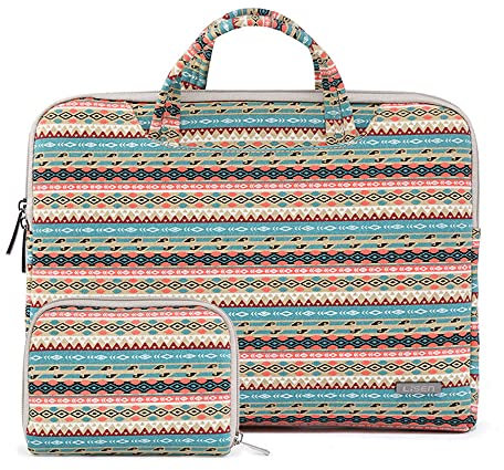 fdsmall 15.6 Inch Laptop Case, Canvas Computer Bag Case, Protective Notebook Case, Briefcase Cover, Carrying Case, Compatible with MacBook Air, MacBook Pro, Tablet PC, Ultrabook, Netbook (rhombus)
