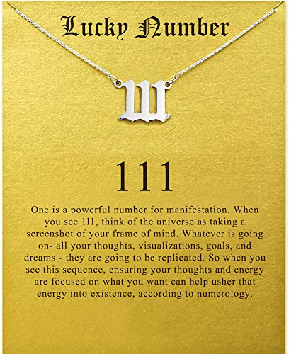 ZYAWP Lucky Number Necklace For Women Men 18K Gold Silver 111 222 333 444 555 666 777 888 999 Pendant Angel Number Necklaces Choker Chain Numerology Jewelry for Girl Boy with Message Gift Card