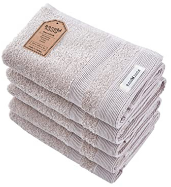 PandaHome Handtuch Set aus Baumwolle 100% - 5 Handtücher | Towel, Schnelltrocknend Weich Saugstark 500 g/m² (Beige)