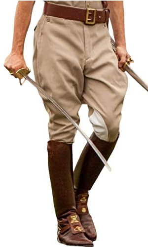 Craft Lovers Men/Women 40s Military Polo Style Light Khaki Jodhpurs Pants Equestrian Horse Riding Beige Breeches Polo Pants (as1, Waist, Numeric_34, Regular, Model - 1)