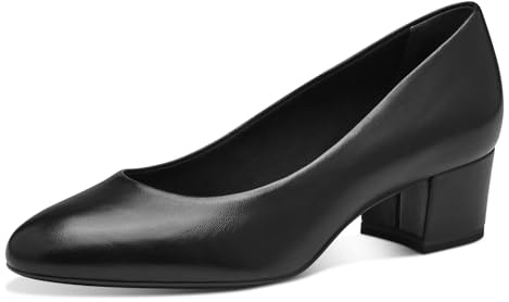 Tamaris Damen Pumps Leder Blockabsatz; Black Leather/schwarz; 40 EU