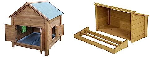 Kerbl Kleintierstall für Hühner oder Kaninchen, Holz mit Schutzfarbe lasiert & Legenest zu Kerbl Kleintierstall für Hühner 82807, 85 x 37 x 48 cm