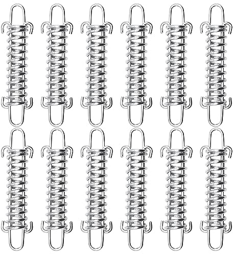 Yuaaoh Tensor De Resorte Con Doble Gancho, Muelle Traccion Para Toldo Exterior, Camping, Senderismo, Playa - 12 Piezas, Acero Al Carbono, Color Plata