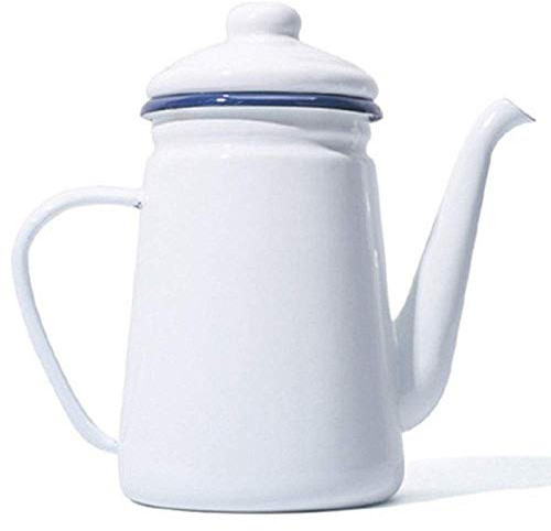 FFOCCO Moka-Kanne, Emaille-Kaffeekanne zum Übergießen von Milch, Wasserkrug, Krug, Barista-Teekanne, Wasserkocher für Gasherd und Induktionsherd, weiß Present