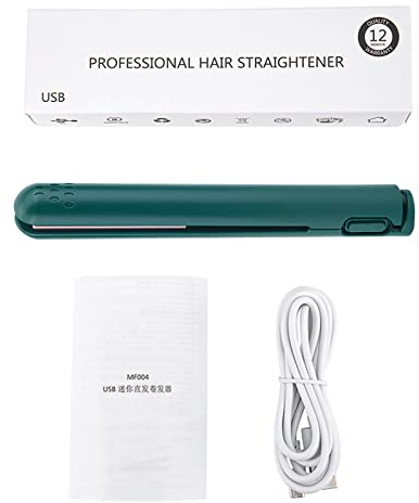 Mini Plancha de Pelo 2 en 1, Pequeña Y Ligera, Portátil, de Viaje, Plancha Plana para el Hogar, Calentamiento Rápido, Profesional, USB, Cerámica, Calefacción, Alisado, Rizador, Plancha(Verde)