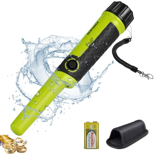 DEWINNER Metal Detector Pinpointer, IP68 Waterproof and 360°Detection Handheld Pin Pointer, High Sensitivity Pin Pointer for Locating Gold, Coin, Metal Detecting Accessories (Green)