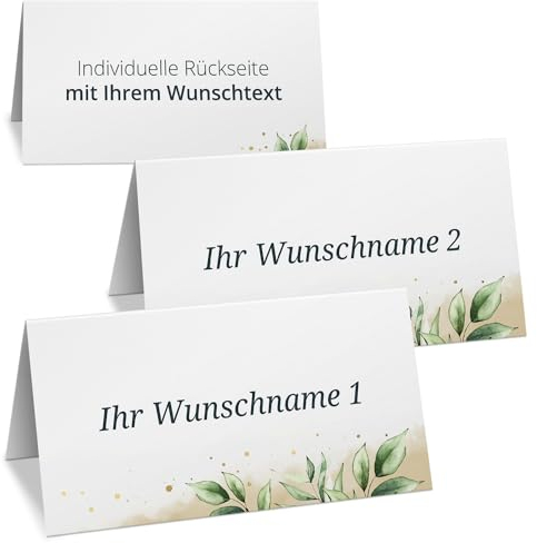 Einladungskarten Manufaktur Hamburg 10 PERSONALISIERTE Tischkarten mit verschiedenen Gäste-Namen | Kärtchen zur Hochzeit Geburtstag Kommunion Konfirmation Taufe Namenskarte Platzkarte Design 01