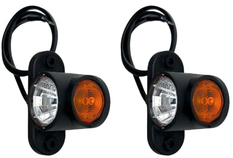 MelTruck 2x LED Umrissleuchte Begrenzungsleuchte E9 flaches Kabel für LKW PKW Anhänger (lange 64 mm mit Wärmeschrumpfkabel)