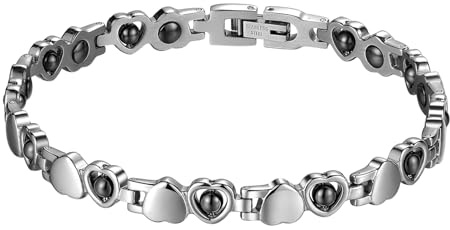 JewelryWe Schmuck Magnet Therapie Kugel Perle Perlen Edelstahl Armband Link Handgelenk Kette Silber Damen