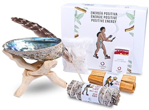 Ongnamo Premium Räucherset aus weißer Salbei und Palo Santo | Mit Abalone Muschel und Tripod | Geschenkset | Für Seele, Entspannung, Reinigung, Ritual