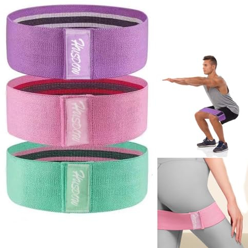 YQBFTC Set di 3 fasce elastiche per fitness, in tessuto, fasce di resistenza per allenamento di forza, fascia elastica per yoga, pilates, allenamento di forza, allenamento delle gambe