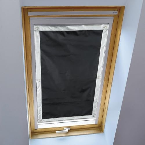 Icegrey Verdunkelung Dachfenster Rollo ohne Bohren Sonnenschutz Verdunkelungsrollo mit Saugnäpfen für Zimmer Dachboden Büro Auto Reisen, Schwarz, 96x100cm
