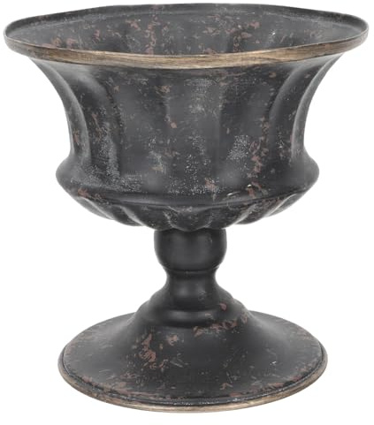 PRETYZOOM Urn Planter Metal Flower Vase Pedestal Plant Pot Tall Flower Pot for Wedding Floral Arrangements Garden Patio Decor Black