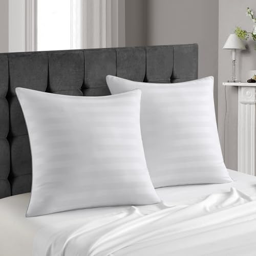 YASMENG Kopfkissen 80x80 cm 2er Set Gestreifte Weich Kissen Ergonomisches Kopfkissen Nackenschmerzen Premium Hotellerie Kopfkissen Zierkissen Waschbar für Seitenschläfer Rückenschläfer Bauchschläfer