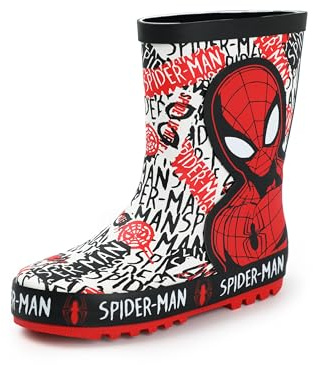 Marvel Spiderman Stivali da Pioggia Rossi per Ragazzi | Scarpe per Bambini con Personaggio Spiderman | Stivali da Pioggia Impermeabili Comics Supereroe | Stivali Impermeabili per Bambini