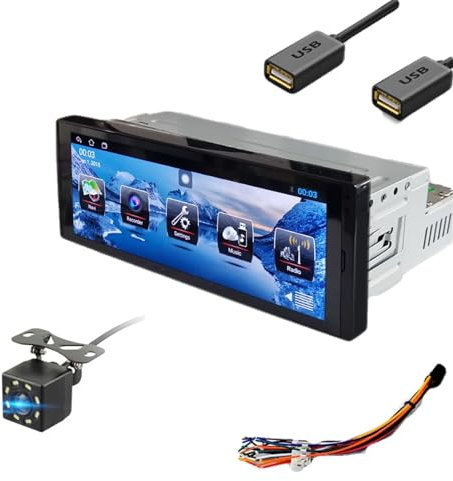 XUBOR Universal 1din Auto Radio Android Multimedia Player 6.9 Inch Touch Screen 1 Din Car Stereo Video GPS Navigation WiFi Bluetooth Wireless Carplay Screen(Add Camera)