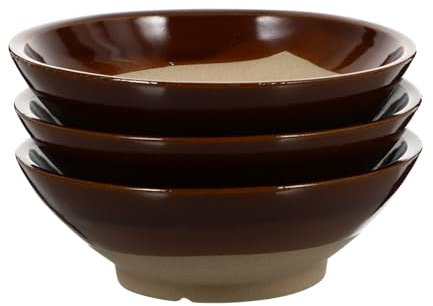 OKUMEYR 3piezas Cuencos De Barro Para Bebidas y Comida Diseño Antiscaldante Para Hogares y Restaurantes Color Marrón