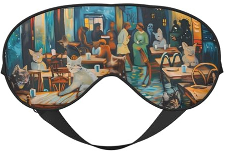 Schlafmaske, skurrile Katzen, Nacht-Café-Augenmasken für Schlaf, Schlafmasken für Frauen und Männer, Verdunkelungs-Augenabdeckungen für Reisen/Schlafen