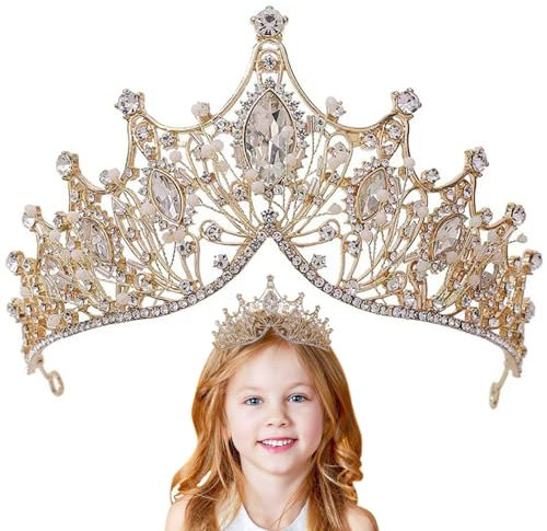 Jeorywoet Goldkrone, Strasskronen für Kinder mit Kamm, Legierprinzessin Kronstadband, Hochzeitsabschlussbrettfeierparty Tiara für kleine Mädchen, Frauen Haarzubehör Geschenke