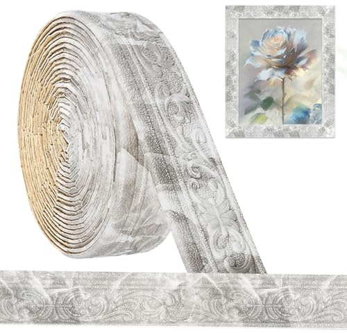 Hengrongshen Zierleisten Selbstklebend Marmorgrau, Selbstklebende Bordüre 10m x 8cm x 5mm, Wasserdicht Bordüre 3D, Tapetenbordüre Selbstklebend für Flur, Decke, Ecke, Linie
