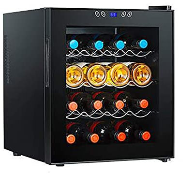 IUBGFTO 16 Bottles Wine Cooler Compressor Freestanding Chiller Avoid light and heat insulation 48 liters Double layer Glass Door Quiet Operation LED lighting