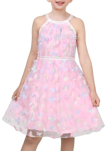 Sunny Fashion Vestito Bambina Turchese Farfalla Ricamato Cavezza Festa 5-12 Anni
