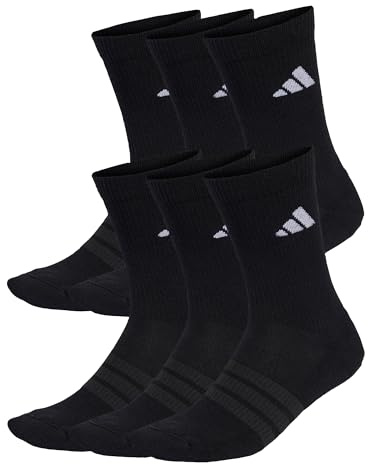 adidas unisex - vuxen Cushioned Crew Socks 6 Pair Pack, black/black/white, 40-42