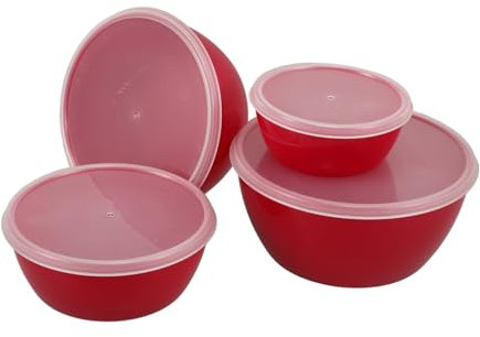 KOCKSHION 4pièces Bols Préparation Grands Et Petits Bols à Mélanger Plastique Avec Couvercles Contenants Alimentaires Pour Réfrigérateur