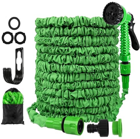 Gartenschlauch Flexibel,erweiterbarer Gartenschlauch für Garten,7 Funktionen Garten Handbraus, einziehbarer magischer Schlauch für Gartenarbeit, Autowäsche (25FT-7.5M,Green)