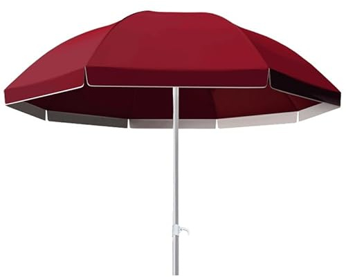 GSKFXJ Ombrellone Da Giardino 2.2m 2.8m 3.0m Ombrellone Da Tavolino Rotondo, Parasole Da Esterno E Poliestere Con 8 Stecche Per Spiaggia Balcone Terrazzo(Red,3.0m/9.8ft)