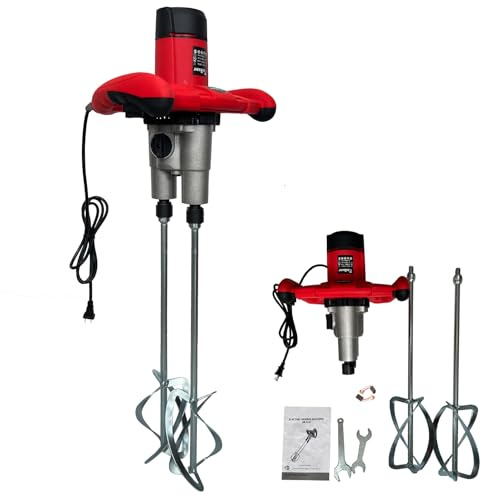 Zoihanx Double-Paddle Electric Cement Mixer,2500W Handheld Electric Concrete Mixer with 6 Adjustable Speed,Portable Mud Mixer for Mortar, Paint, Grout, Plaster, Thinset, Fodder Stirring Tool